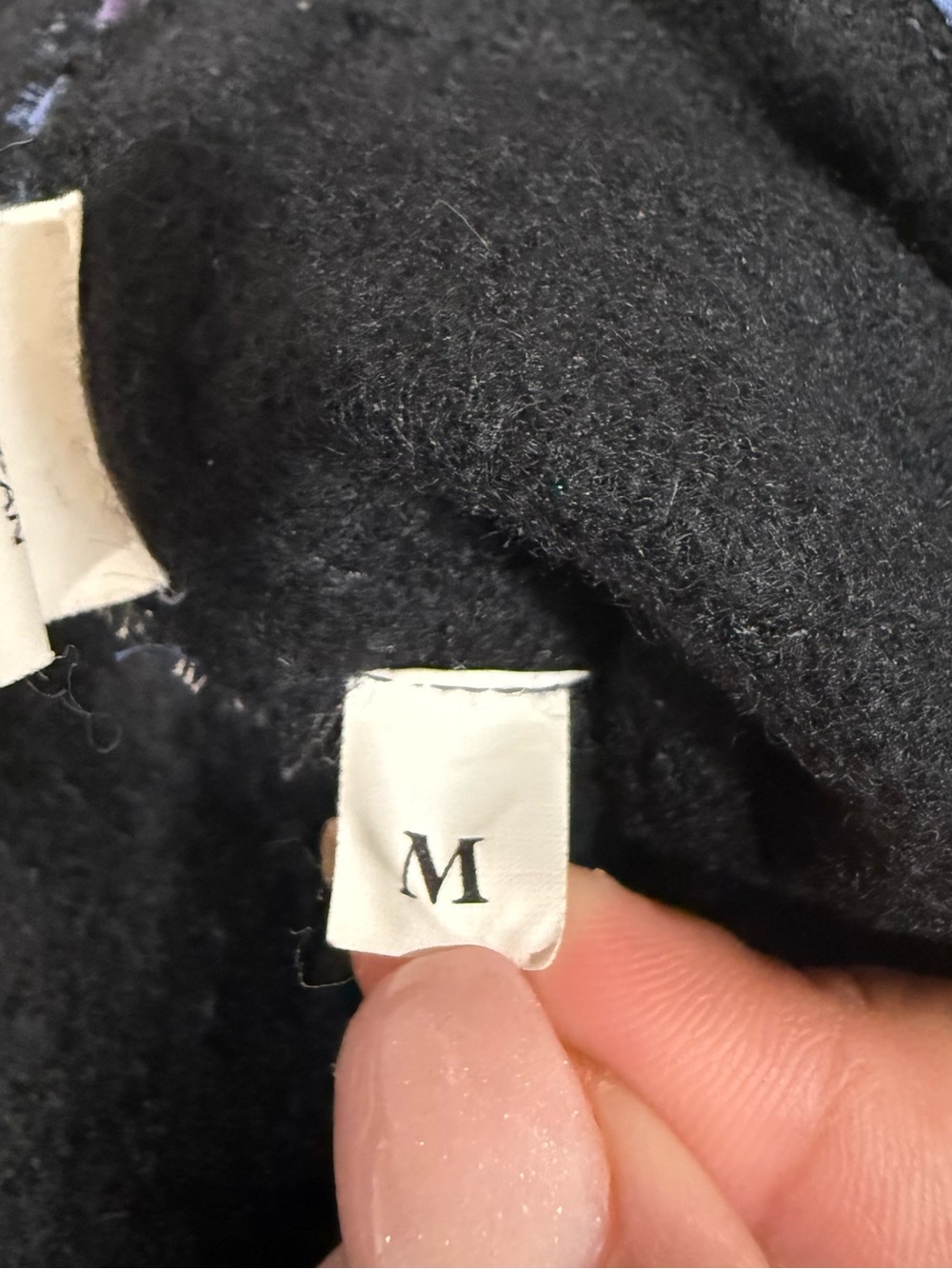 Joyce Fogle‎ Art-to-Wear Vest medium Black Wool Silk Trim Abstract Button FLAWS - Picture 13 of 16